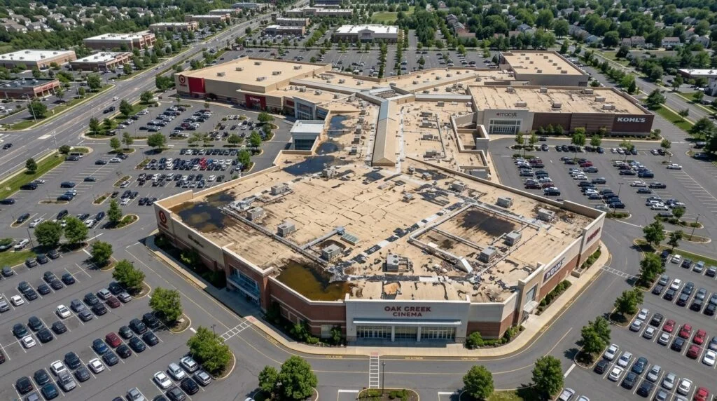 TPO commercial roof before work