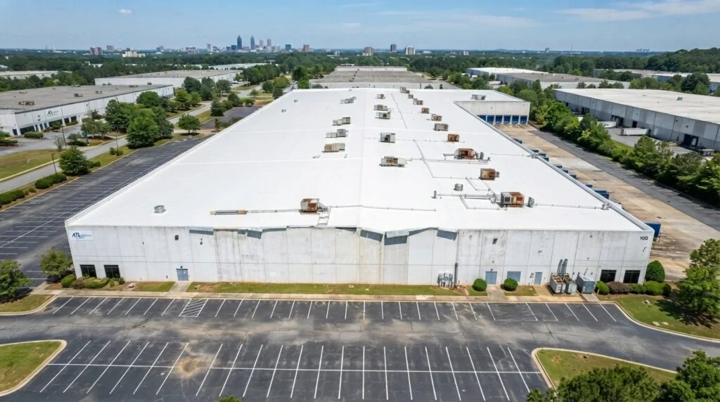 Commercial roof after coating