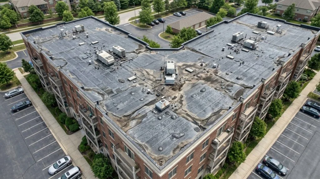 Commercial roof before work