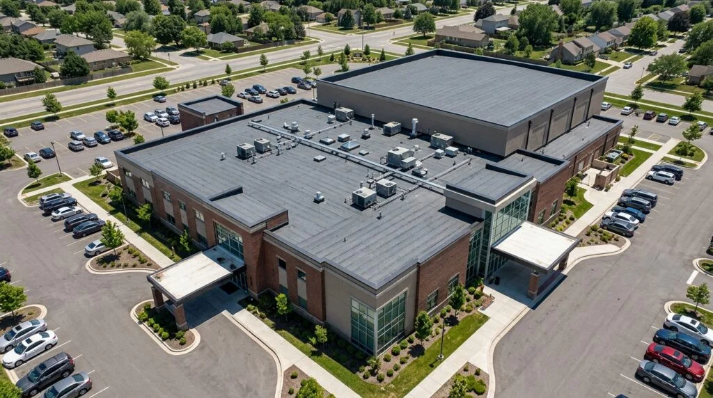 Commercial roofing project after work