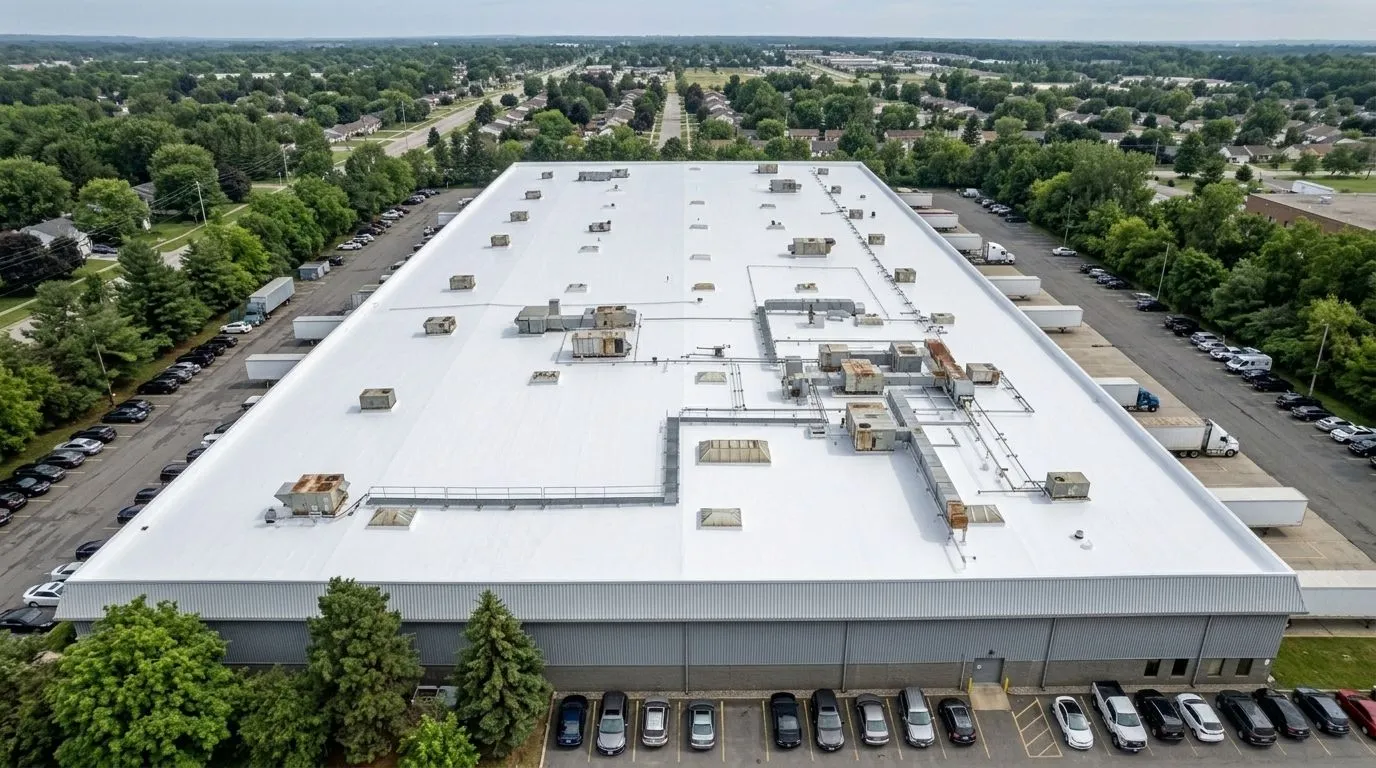Commercial roof before coating
