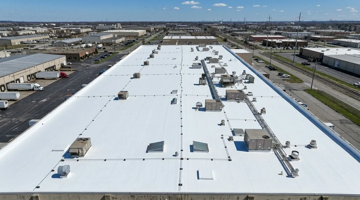 Commercial roof before coating