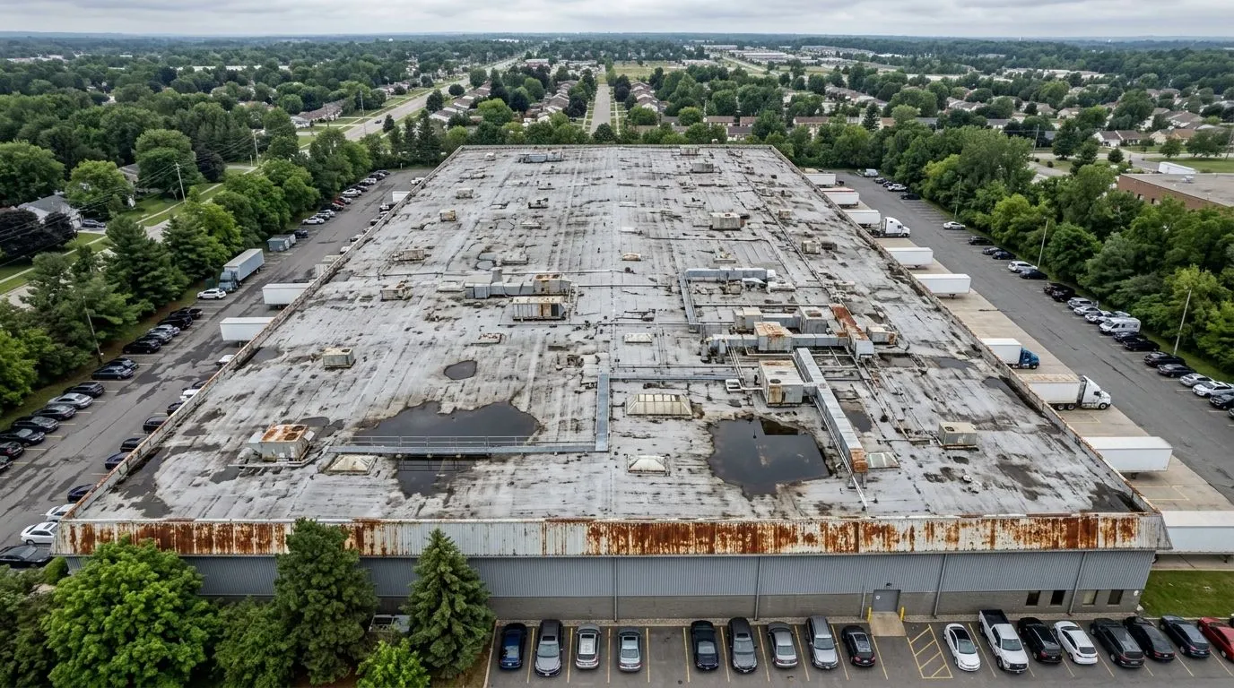 Commercial roof after coating