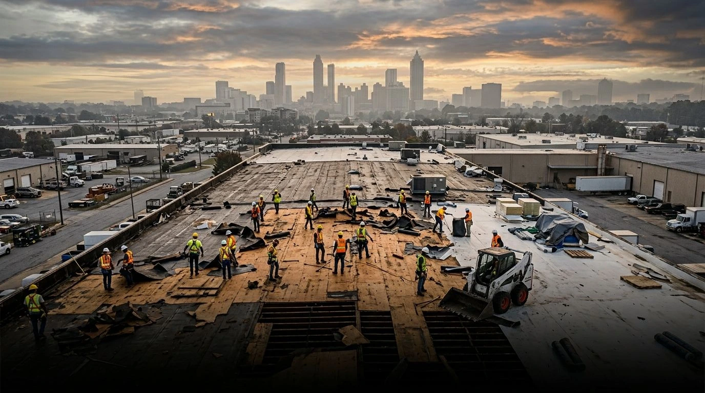Commercial roof installation in Atlanta