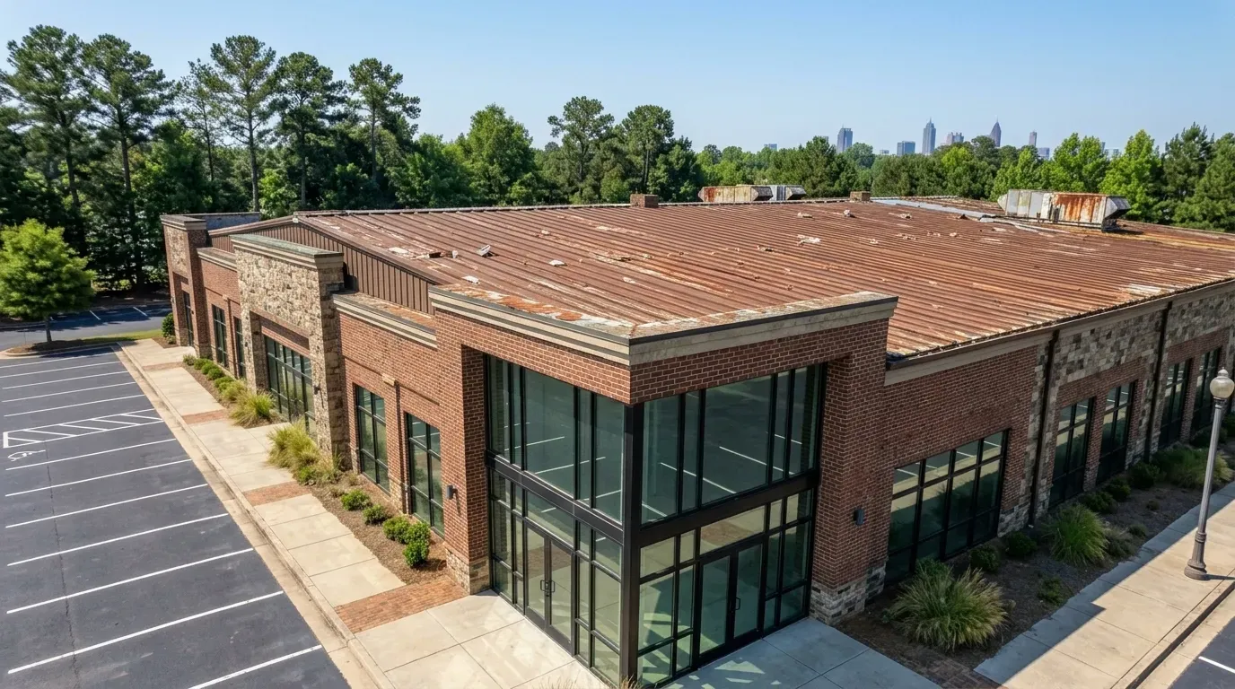 Commercial roof after coating