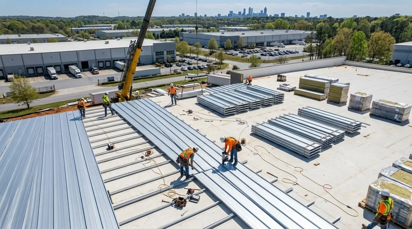 Commercial roof installation project