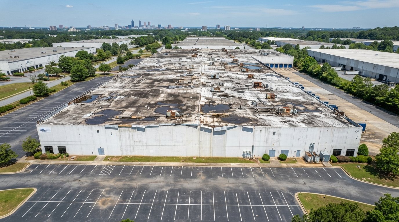 Commercial roof before coating