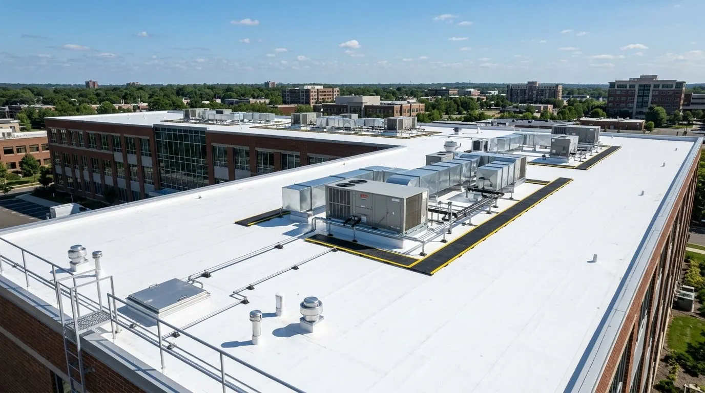 Commercial roof before coating