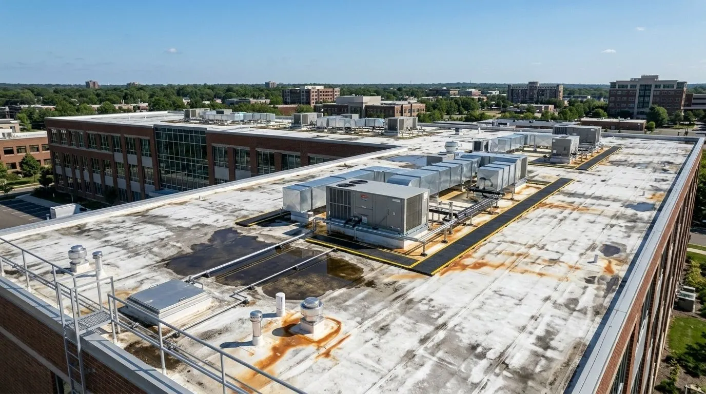 Commercial roof after coating