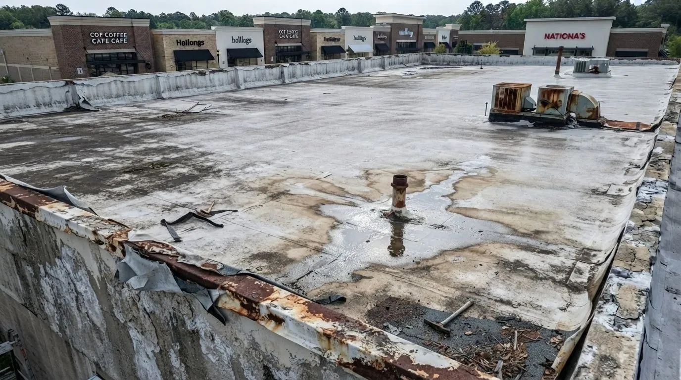 Commercial roof after coating